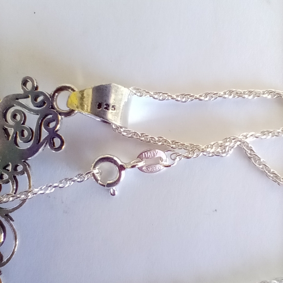 Sterling silver green peridot filigree cross pendant on 20 inch necklace NEW - Picture 5 of 6